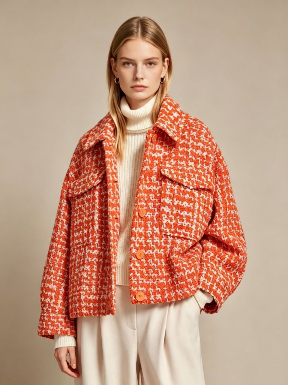 $515 NWOT Essentiel Antwerp Energised Oversized Wool-Blend Tweed Jacket Coat S - Picture 1 of 13